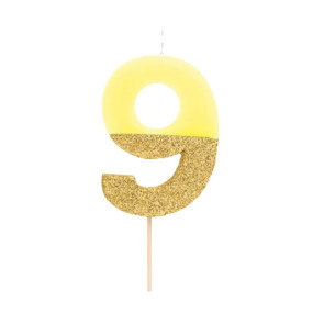 Vela 9 Amarelo Glitter